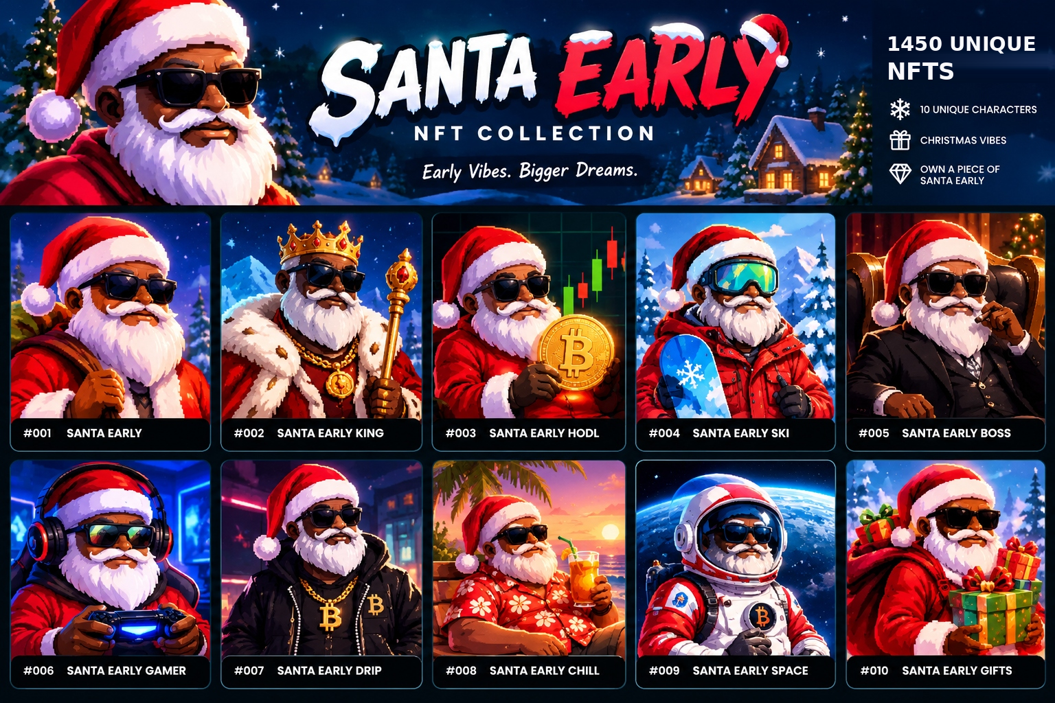 SANTA EARLY festive NFT collection artwork